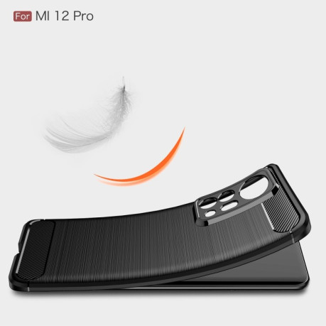 Чехол Brushed Texture Carbon Fiber на Xiaomi Mi 12 Pro 5G - черный