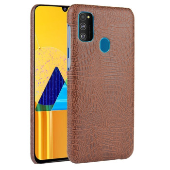 Ударопрочный чехол Crocodile Texture на Samsung Galaxy M21/M30s - коричневый