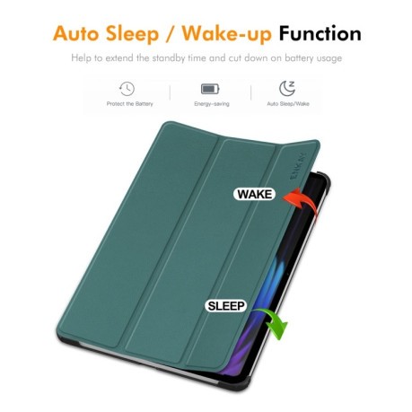 Чехол ENKAY Tri-fold Custer Texture Leather Smart для Xiaomi Pad 7 / 7 Pro - синий