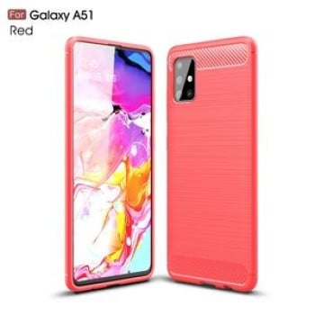 Чохол Brushed Texture Carbon Fiber Samsung Galaxy A51 - Червоний