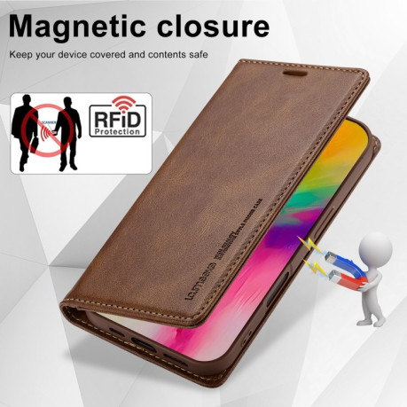 Чохол-книжка LCIMEEKE RFID для iPhone 16 Plus - коричневий