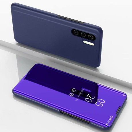 Чехол книжка Clear View на Samsung Galaxy Note 10 +Plus Electroplating Mirror- сине-фиолетовый