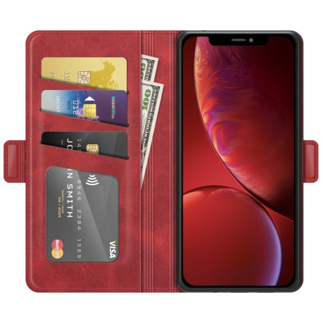 Чехол-книжка Dual-side Magnetic Buckle на iPhone 13 mini - красный