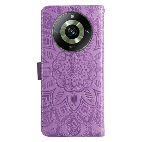 Чехол-книжка Embossed Sunflower для Realme 11 Pro 5G/11 Pro+ 5G - фиолетовый
