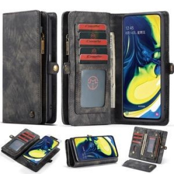 Кожаный чехол- кошелек CaseMe-008 Detachable Multifunctional на Samsung Galaxy A80- черный