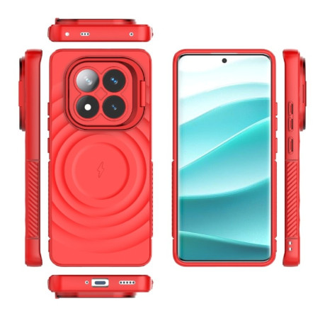 Чохол Lens Frame Bracket Corrugated MagSafe для Xiaomi Redmi Note 14 Pro+ 5G - червоний