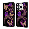 Чохол-книжка Crystal 3D Shockproof Protective Leather для iPhone 15 Pro - Purple Flower Butterfly