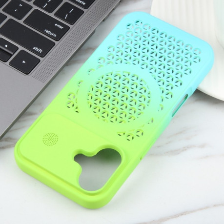 Противоударный чехол Gradient Color Honeycomb Aromatherapy MagSafe для iPhone 16 - синий