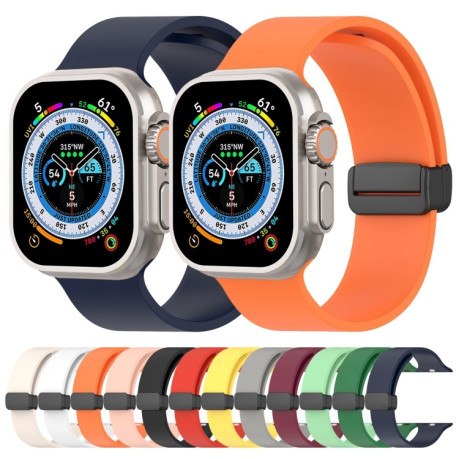 Силіконовий ремінець Magnetic Black Buckle Smooth для Apple Watch 10 46mm/Ultra 49mm / Series 8/7 45mm / 44mm / 42mm- бордовий
