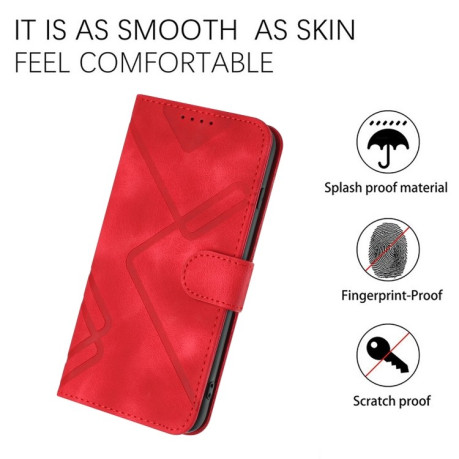 Противоударный чехол Line Pattern Skin Feel Leather для Realme C53/C51 - красный