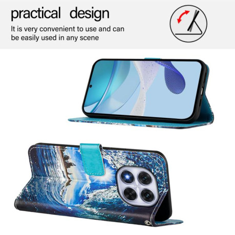 Чехол-книжка Colored Drawing Pattern Plain Weave Leather для Xiaomi Redmi Note 14 Pro 4G - разноцветный