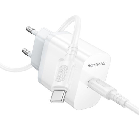 Зарядка Borofone BA99A Breeze PD20W (1USB-C) + кабель Type-C -Type-C  - белая