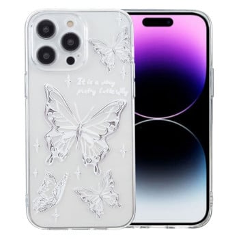Чехол Colored Drawing Pattern Transparent Series на iPhone 16 Pro Max - Butterflies