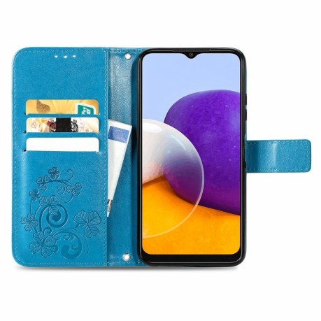 Чохол-книжка Four-leaf Clasp Embossed Samsung Galaxy M32/A22 4G - синій
