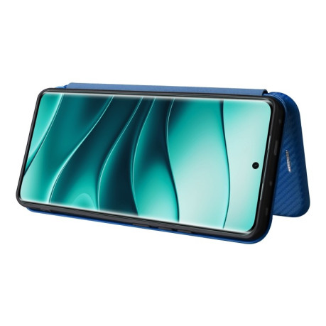 Чехол-книжка Carbon Fiber Texture на Xiaomi Redmi Note 14 Pro 4G Global - синий