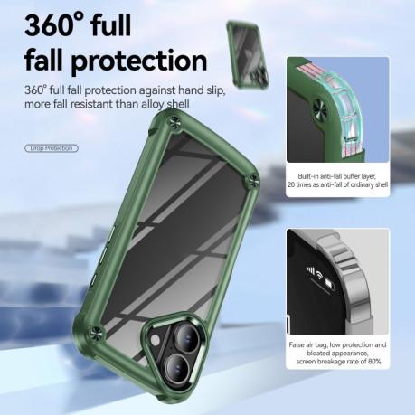 Противоударный чехол Lens Protection на iPhone 16 Plus - зеленый