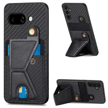 Протиударний чохол Carbon Fiber Card Wallet Ring Holder для Google Pixel 9a - чорний