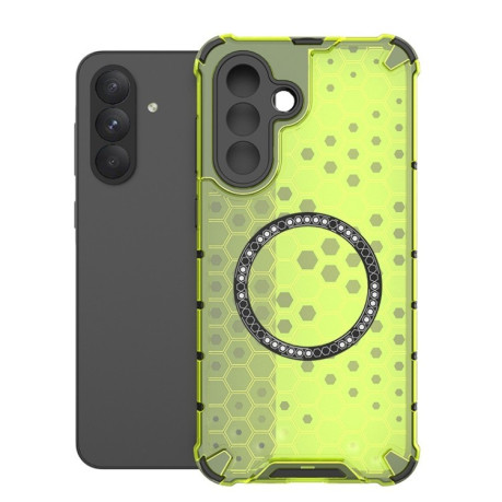Противоударный чехол Honeycomb Magnetic Ring Shockproof на Samsung Galaxy A56 5G - зеленый