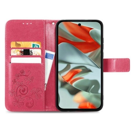 Чохол-книжка Four-leaf Clasp Embossed для Google Pixel 9 Pro XL - червоний
