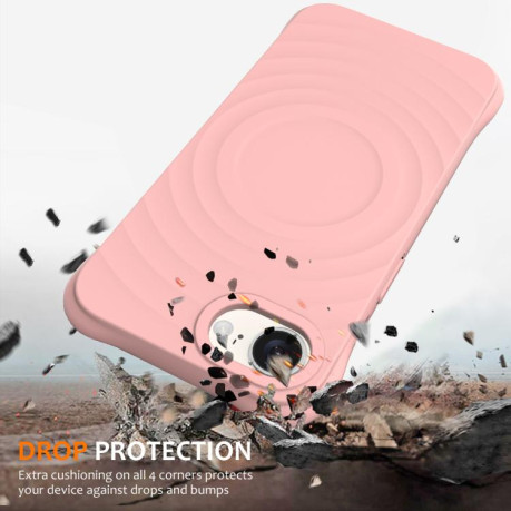 Чохол протиударний Wave Texture MagSafe Magnetic Liquid Silicone для iPhone 16e - рожевий