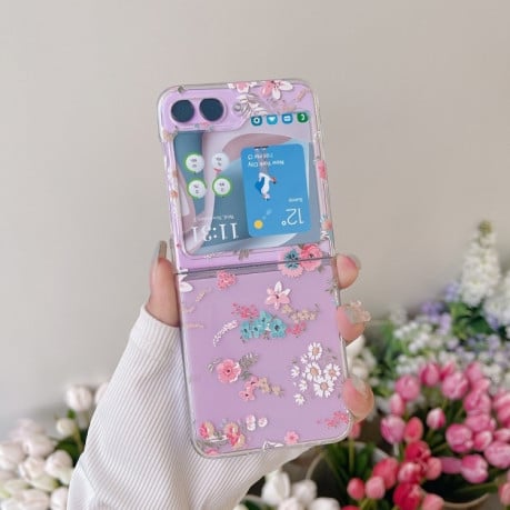 Противоударный чехол Transparent Painted для Samsung Galaxy  Flip 6 5G - Small Floral