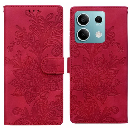 Чохол-книжка  Lace Floral Embossed Magnetic Buckle на Xiaomi Redmi Note 14 4G/5G - червоний