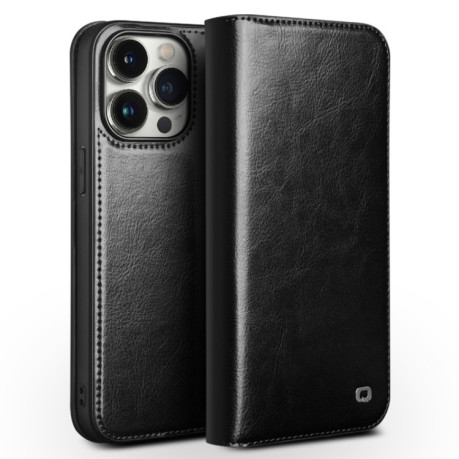 Чехол-книжка QIALINO Classic Genuine Leather для iPhone 15 Pro Max - черный