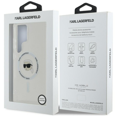 Оригінальний чохол Karl Lagerfeld Button Karl Head Printed Logo MagSafe для Samsung Galaxy S25 Ultra - white