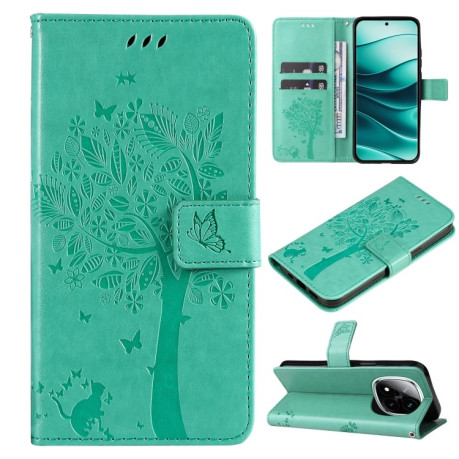 Чохол-книжка Happy Cat Pattern для Xiaomi Redmi Note 14 Pro / 14 Pro+ 5G - зелений