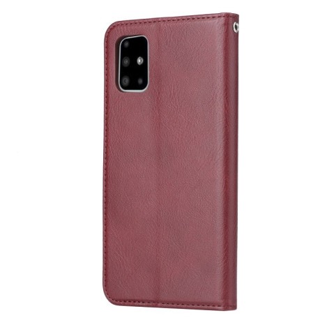 Чехол-книжка Knead Skin Texture на Samsung Galaxy S10 Lite - винно-красный