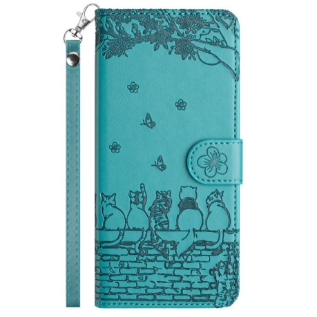 Чехол-книжка Cat Embossing Pattern на Samsung Galaxy S24 FE 5G - синий