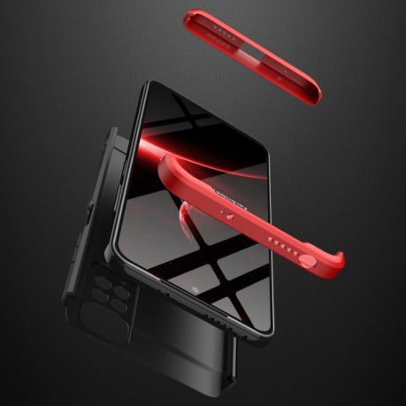 Противоударный чехол GKK Three Stage Splicing на Xiaomi Redmi Note 11S / 11 Global - черно-красный