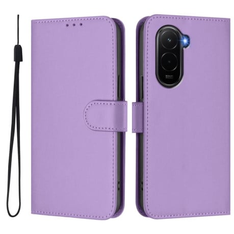 Чехол-книжка с мягким покрытием (Skin Feel) со шнурком на Xiaomi Poco M7 4G 169mm - фиолетовый