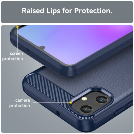 Протиударний чохол Brushed Texture Carbon Fiber Samsung Galaxy A05 - синій