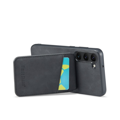 Противоударный чехол Fierre Shann Crazy Horse Card Holder для Samsung Galaxy S24+ 5G - черный