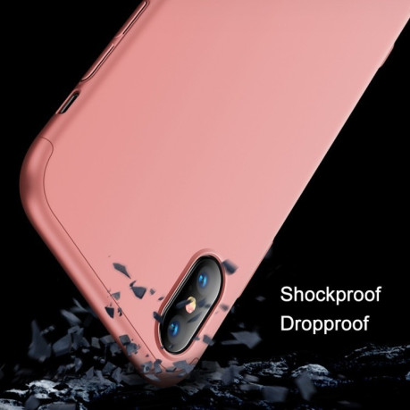 Чохол GKK Three Stage Splicing Full Coverage Case на iPhone XS Max-рожеве золото
