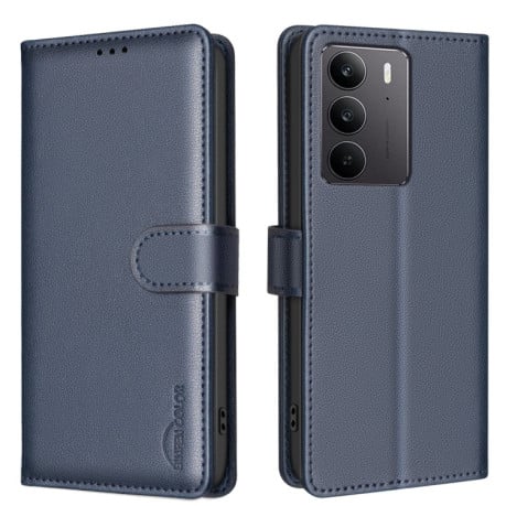 Чехол-книжка Litchi Texture RFID Anti-theft Leather на Realme C75 4G - синий