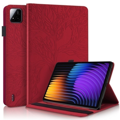 Чехол-книжка Tree Life Series Embossed Leather для Xiaomi Pad 7 / 7 Pro - красный