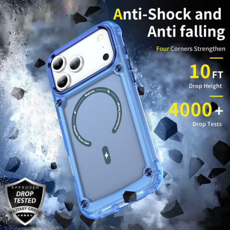 Противоударный чехол Skin Feel TPU + PC MagSafe Magnetic для iPhone 17 Pro - синий