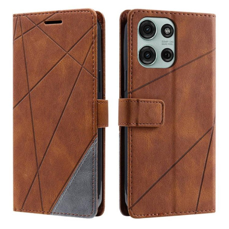 Чохол-книжка Skin Feel Splicing для Motorola Moto G75 5G - коричневий