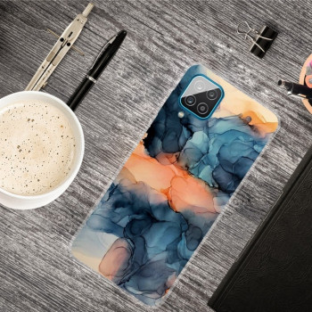 Противоударный чехол Marble Pattern для Samsung Galaxy A12 - Abstract Blue