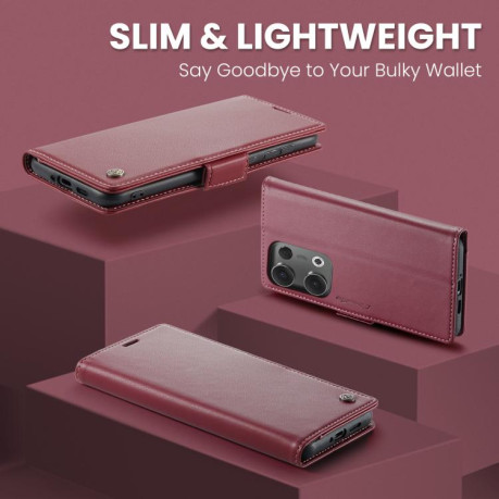 Чохол-книжка CaseMe 023 Butterfly Buckle Litchi Texture RFID Anti-theft Leather для OPPO Reno13 - червоний