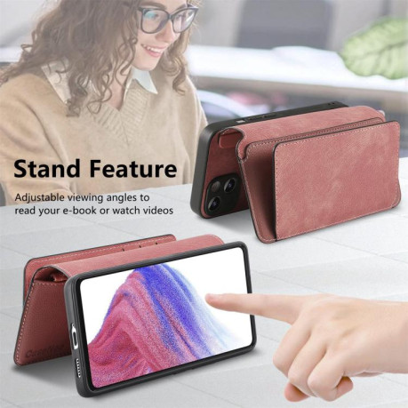Чехол-книжка CaseNeo MagSafe RFID Anti-theft Zipper Wallet Retro Leather для Realme GT 7 Pro - розовый