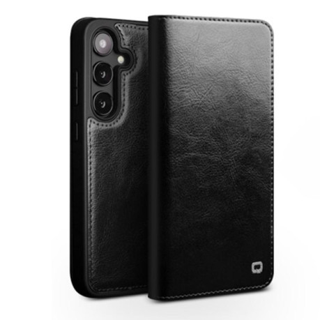 Кожаный чехол-книжка QIALINO Classic Genuine Leather для Samsung Galaxy S25+ 5G - черный