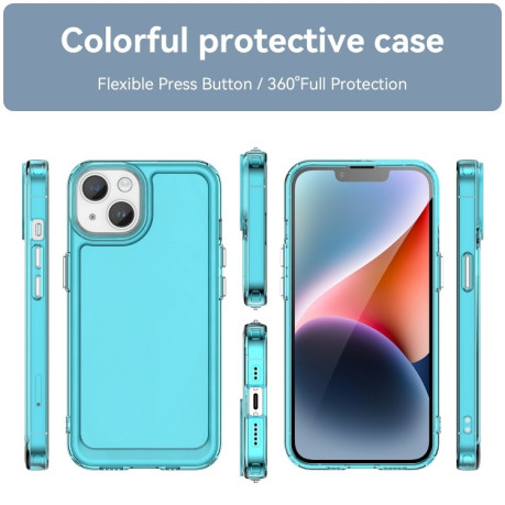 Чохол Candy Series гібрид з посиленими бортиками на iPhone 15 Plus -прозоро-блакитний