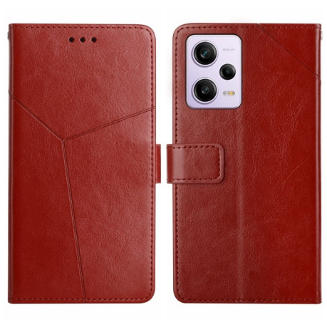 Чехол-книжка Y-shaped Pattern для Xiaomi Redmi Note 12 Pro 5G/Poco X5 Pro - коричневый