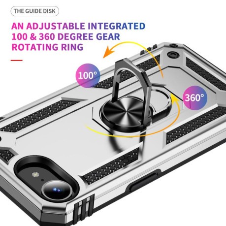 Противоударный чехол HMC 360 Degree Rotating Holder для iPhone 16e - серебристый