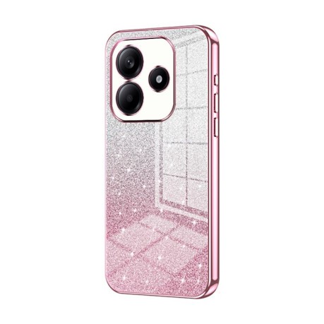 Ударозащитный чехол Gradient Glitter Powder Electroplated на  Xiaomi Redmi Note 14 5G - розовый