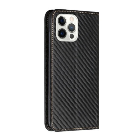 Чохол-книжка Carbon Fiber Texture Magnetic Flip для iPhone 16 Pro Max - чорний