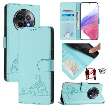 Чохол-книжка Cat Embossing Patternна на Realme 13+ 5G/13 Pro 5G/13 Pro+ - зелений